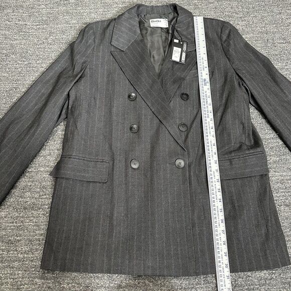 Women's Gray Double-Breasted Blazer - Picture 9 of 11